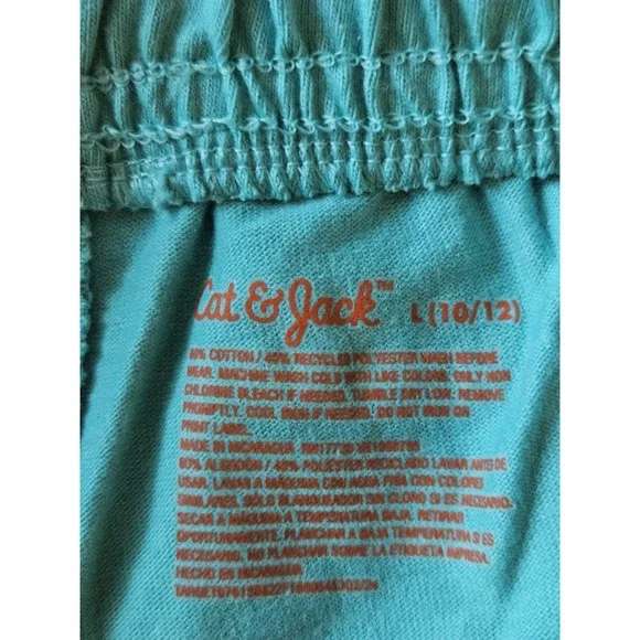Cat & Jack Boys Girls Shorts L 10/12 Teal‎ Elastic Drawstring New With Tags - Picture 3 of 6